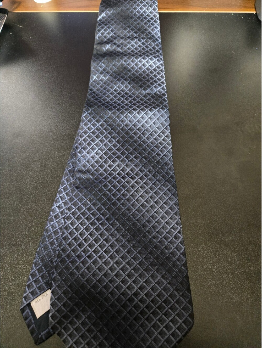 Pierre Cardin Men's Navy Blue Silk Tie with Geometric Pattern
